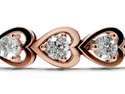 Round Lab-Grown Diamond Open Heart Link Bracelet | Prong-Set Hearts | Rose Gold