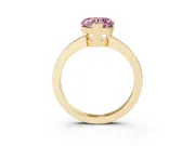 Fancy Pink Heart Cut Diamond Solitaire Ring Set in Yellow gold with Prong Head and Smooth Polished Band