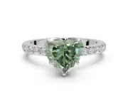 Heart-Shaped Pavé Engagement Ring Setting for a Fancy Green Lab-Grown Diamond | Sterling Silver - Design NV-24928
