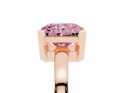 Fancy Pink Radiant Cut Diamond Solitaire Ring Set in Rose gold with Prong Head and Smooth Polished Band