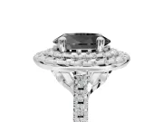 Oval Double Halo Engagement Ring Setting for a Black Center | Pavé Shoulders | Platinum