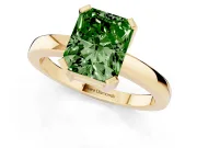Radiant Cut Solitaire Engagement Ring Setting for a Fancy Green Lab-Grown Diamond | Flat Tab Prongs | Yellow Gold