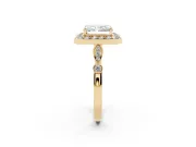 Radiant Cut Vintage Halo Engagement Ring Setting | Bezel Station Shoulders | Yellow Gold