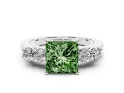 Princess Cut 5 Stone Engagement Ring Setting for a Fancy Green Lab-Grown Diamond | Platinum