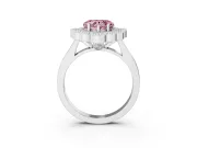 Heart-Shaped Milgrain Cluster Halo Engagement Ring Setting for a Fancy Pink Lab-Grown Diamond | Plain Band | Platinum