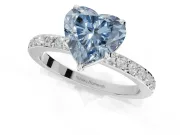 Heart-Shaped Pavé Engagement Ring Setting for a Fancy Blue Lab-Grown Diamond | Sterling Silver - Design NV-24928