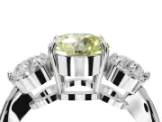Round Three Stone Engagement Ring Setting for a Fancy Yellow Lab-Grown Diamond | Tapered Pave Band | White Gold