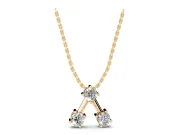 Round Lab-Grown Diamond Three-Stone Open Triangle Pendant Necklace | Prong Set | Yellow Gold