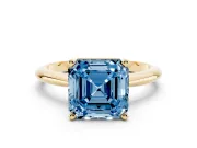 Asscher Cut Engagement Ring Setting for a Fancy Blue Lab-Grown Diamond | Yellow Gold