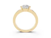 Cushion Cut Tension Style Engagement Ring Setting | Flush Set Accents | Yellow Gold