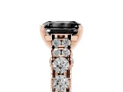 Emerald Cut Graduated Cathedral Engagement Ring Setting for a Black Center | Side Stones | Rose Gold