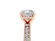 Cushion Cut Vintage Pavé Solitaire Engagement Ring Setting | Milgrain Edges | Rose Gold