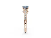 Cushion Cut Pavé Solitaire Engagement Ring Setting for a Fancy Blue Lab-Grown Diamond | Crossover Gallery | Rose Gold