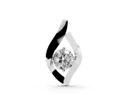 Round Lab-Grown Diamond Open Leaf Pendant Necklace | Prong Set | Sterling Silver