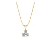 Round Lab-Grown Diamond Triangle Cluster Pendant Necklace | Shared Middle Prong | Yellow Gold