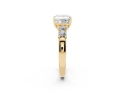 Princess Cut Diamond Five-Stone Prong Set Engagement Ring Set in Yellow gold with Channel Band