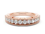 Round Diamond Pavé Chevron Band Set in Rose gold with Milgrain Edges
