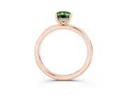 Fancy Green Emerald Cut Diamond Solitaire Ring Set in Rose gold with Thin Band and Prong Setting