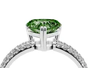 Heart-Shaped Three Row Pave Engagement Ring Setting for a Fancy Green Lab-Grown Diamond | White Gold