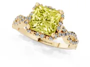 Princess Cut Halo Engagement Ring Setting for a Fancy Yellow Lab-Grown Diamond | Yellow Gold - Design NV-24725