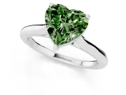 Fancy Green Heart Cut Diamond Solitaire Ring Set in White gold with Cathedral Band and Prong Setting