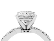 Princess Cut Twisted Solitaire Engagement Ring Setting | Beaded Twist Band | Platinum