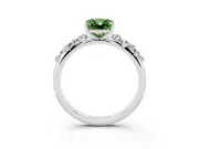 Fancy Green Radiant Cut Diamond Cluster Solitaire Ring Set in Platinum with Prong Setting