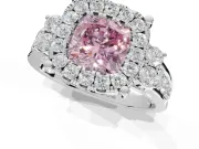 Cushion Cut Halo Engagement Ring Setting for a Fancy Pink Lab-Grown Diamond | Graduated Channel Band | White Gold