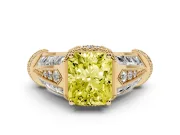 Fancy Yellow Radiant Cut Diamond Vintage-Inspired Milgrain Ring Set in Yellow gold with Accent Split Shank