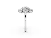Princess Cut Floral Double Halo Engagement Ring Setting | Plain Band | White Gold