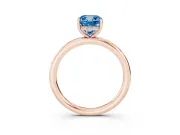 Fancy Blue Cushion Cut Diamond Solitaire Ring Set in Rose gold with Thin Band and Prong Setting
