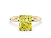 Radiant Cut Thin Solitaire Engagement Ring Setting for a Fancy Yellow Lab-Grown Diamond | Yellow Gold
