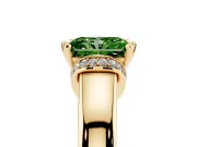 Radiant Cut Pavé Collar Engagement Ring Setting for a Fancy Green Lab-Grown Diamond | Yellow Gold