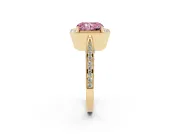 Radiant Cut Milgrain Halo Engagement Ring Setting for a Fancy Pink Lab-Grown Diamond | Side Stones | Yellow Gold