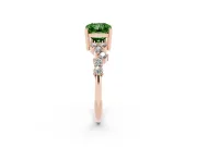 Radiant Cut Scattered Accent Engagement Ring Setting for a Fancy Green Lab-Grown Diamond | Rose Gold