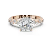 Cushion Cut Solitaire Engagement Ring Setting | Graduated Scattered Accents | Rose Gold