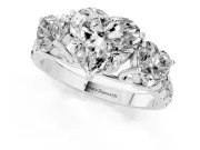 Heart Cut Diamond Three-Stone Ring Set in Silver with Pavé Band
