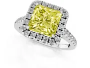 Princess Cut Raised Halo Engagement Ring Setting for a Fancy Yellow Lab-Grown Diamond | White Gold