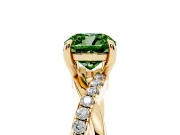 Cushion Cut Twist Engagement Ring Setting for a Fancy Green Lab-Grown Diamond | Yellow Gold