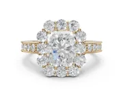 Radiant Cut Vintage Halo Engagement Ring Setting | Milgrain Channel Band | Yellow Gold