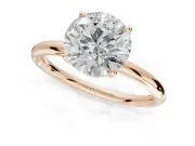 Round Hidden Halo Engagement Ring Setting | Thin Plain Band | Rose Gold