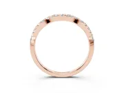 Round Lab-Grown Diamond Wavy Curved Pavé Wedding Band | Shared Prongs | Rose Gold