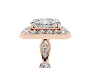 Radiant Cut Vintage Halo Engagement Ring Setting | Bezel Station Shoulders | Rose Gold