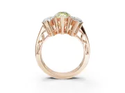 Marquise Three Stone Engagement Ring Setting for a Fancy Yellow Lab-Grown Diamond | Beaded Shoulders | Rose Gold