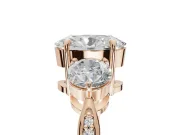Oval Three Stone Engagement Ring Setting | Tapered Pave Band | Rose Gold
