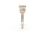 Radiant Cut Three Stone Engagement Ring Setting for a Fancy Yellow Lab-Grown Diamond | Tapered Pave Band | Rose Gold