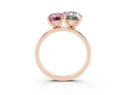 Fancy Pink Emerald Cut and Emerald Cut Toi Moi Ring Set in Rose gold with Prong Setting