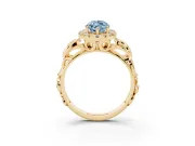 Marquise Filigree Halo Engagement Ring Setting for a Fancy Blue Lab-Grown Diamond | Yellow Gold