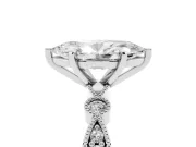 Marquise Cut Diamond Solitaire Engagement Ring Set in Platinum with Milgrain Bezel Accent Band