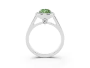 Pear-Shaped Halo Engagement Ring Setting for a Fancy Green Lab-Grown Diamond | Polished Outer Rim | Sterling Silver
